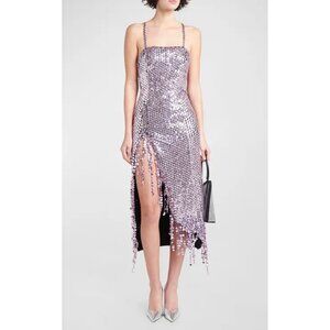 The Attico Avery Pailette Embellished Midi Dress